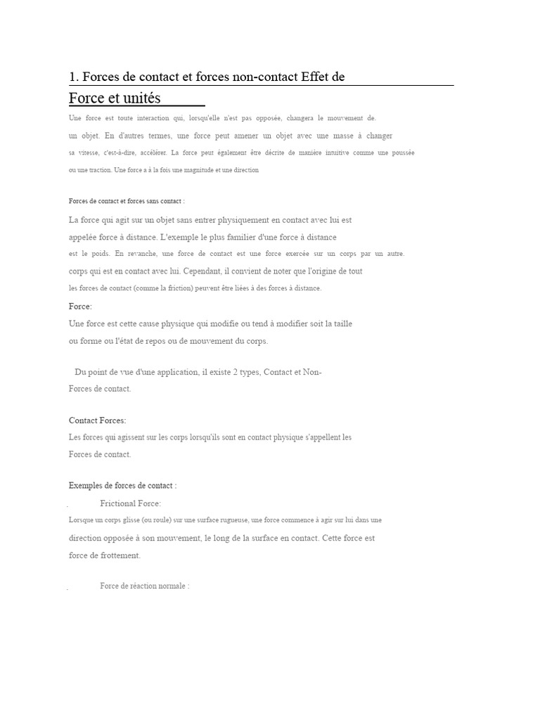 Forces de contact et non-contact en physique | PDF | Obliger | Poids