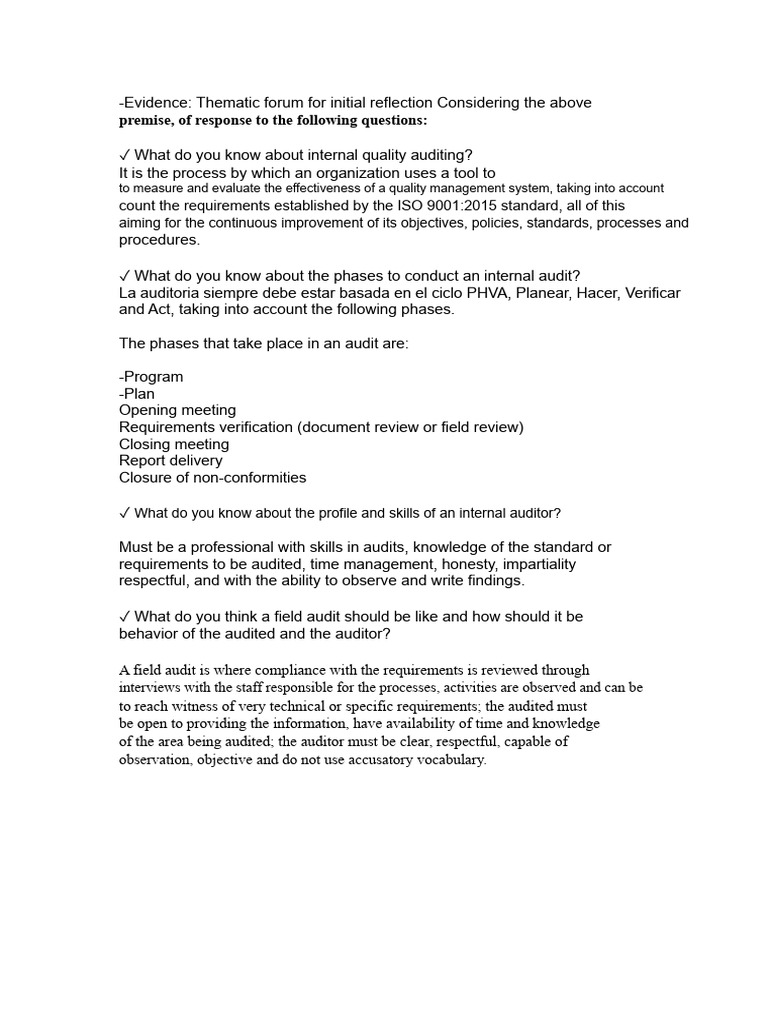 Evidence - Thematic Forum For Initial Reflection 2 | PDF