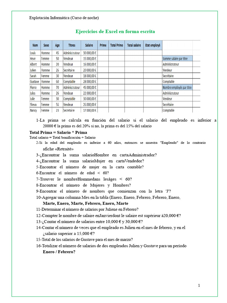 Ejercicios de Excel para Análisis de Datos | PDF | Microsoft Excel ...