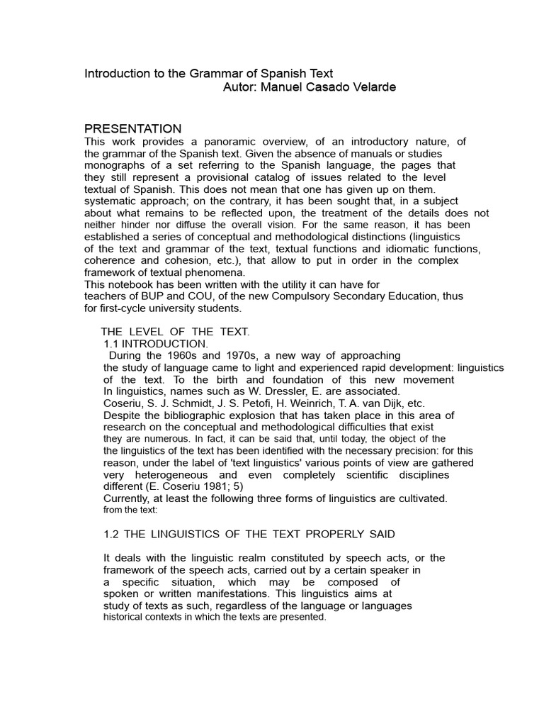 Overview of Spanish Text Grammar | PDF | Linguistics | Adverb