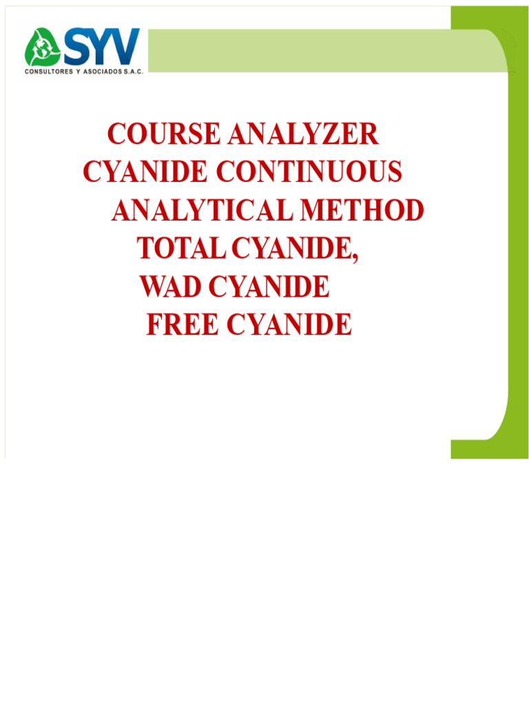 Cyanide Analysis Methods Overvi…