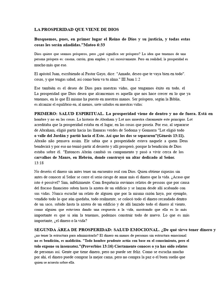 La Prosperidad Que Viene de Dios | PDF
