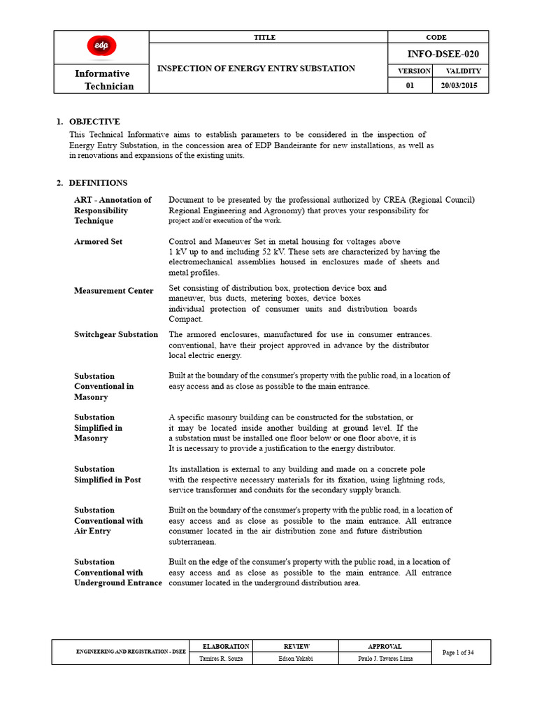Energy Entry Substation Inspection Guide | PDF | Insulator (Electricity ...