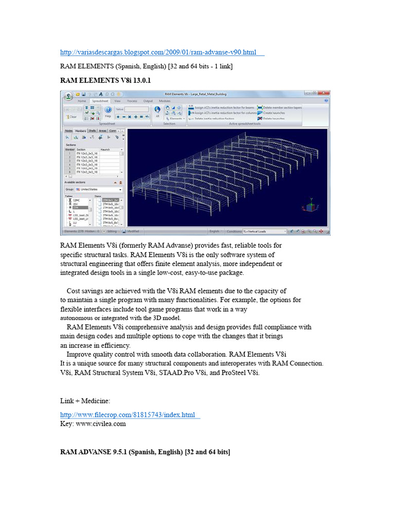 RAM Elements V8i: Structural Analysis Software | PDF | Computing | Software