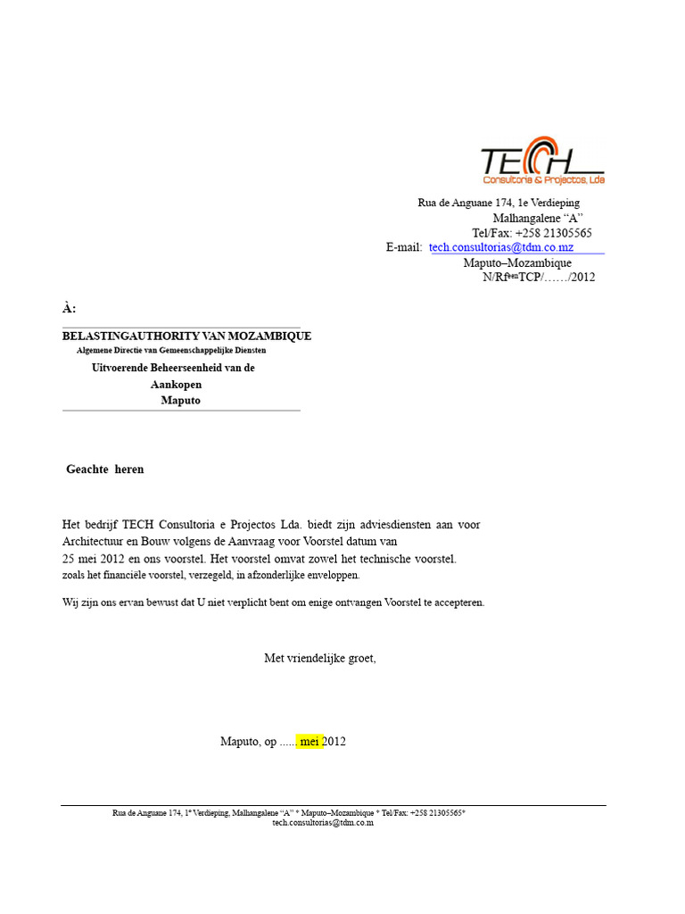 Presentatiemodel - Technisch Voorstel | PDF