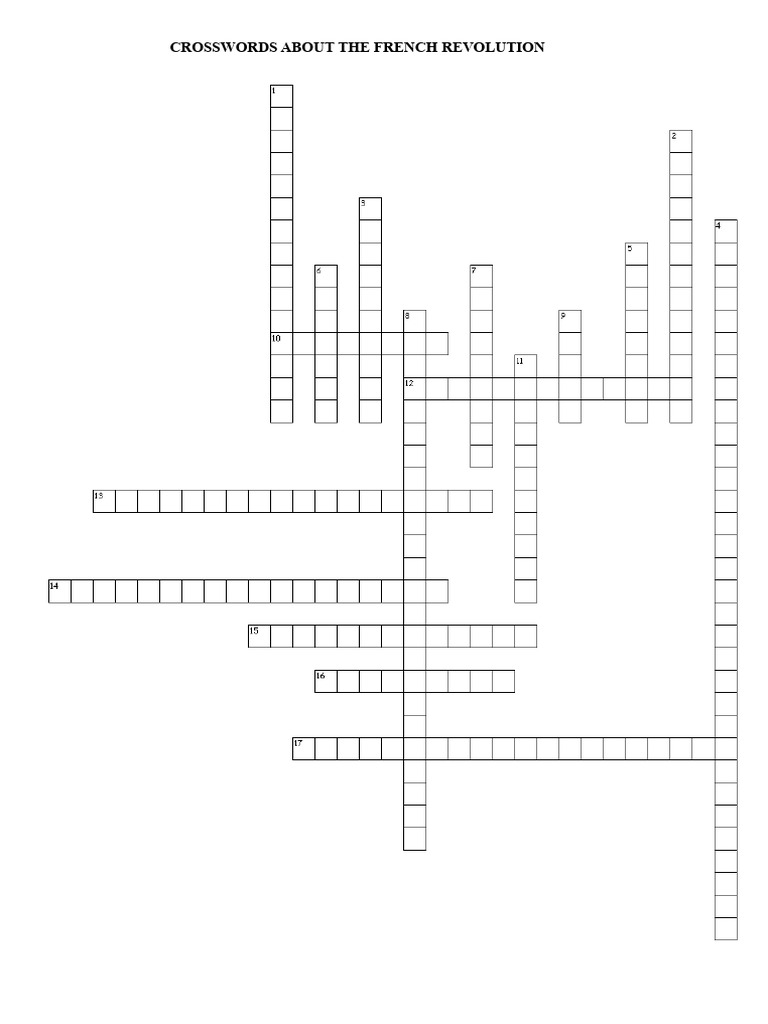 French Revolution Crossword Puzzle | PDF | French Revolution | French ...