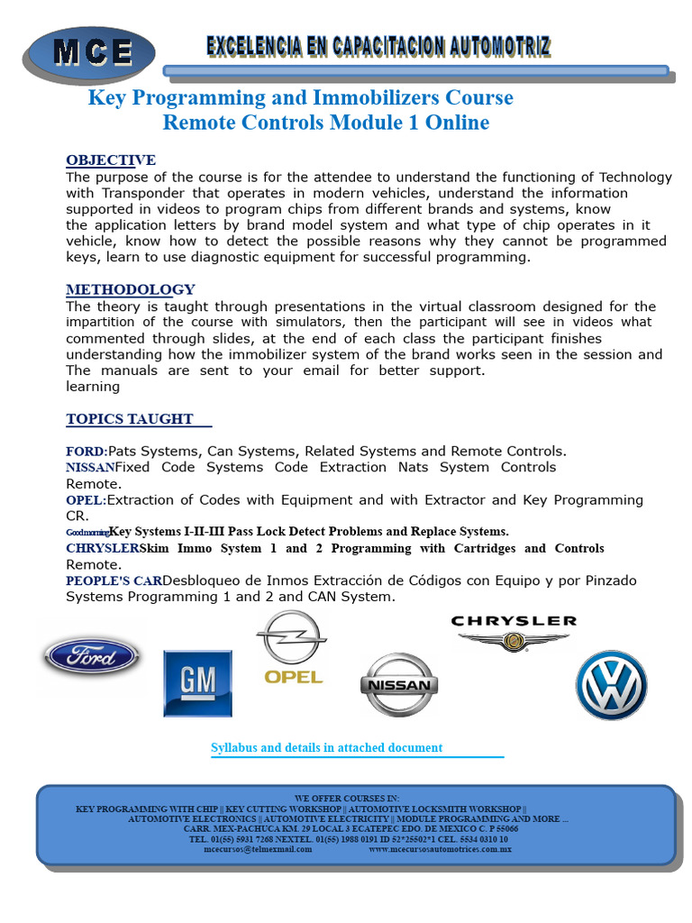 SYLLABUS+PROGRAMMING+OF+KEYS+MODULE+1+ONLINE | PDF | Vehicles | Motor ...
