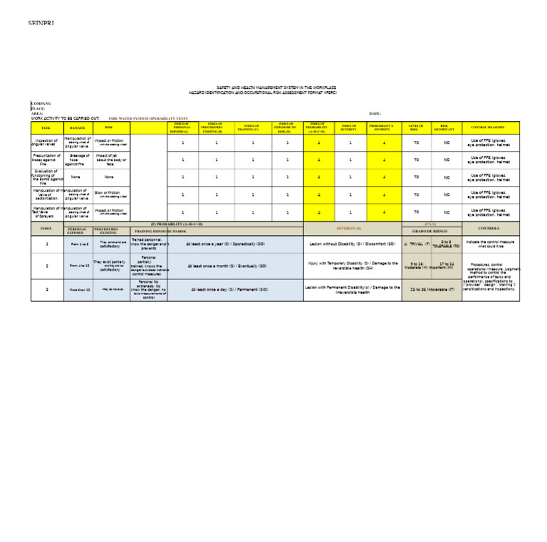 IPERC Format (Fire Fighting Network Evaluation) | PDF | Risk | Personal ...