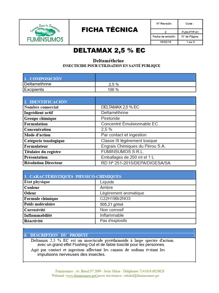 Insecticide Deltamax 2,5 % EC pour Santé Publique | PDF | Insecticide
