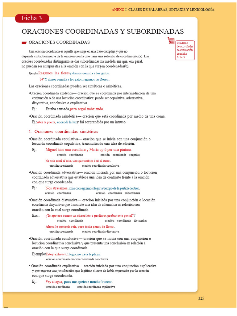 Clases de Oraciones: Coordinadas y Subordinadas | PDF | Oración ...
