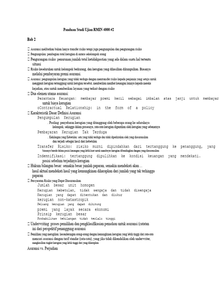 Panduan Studi UGA RMIN 4000 Ujian 2 | PDF