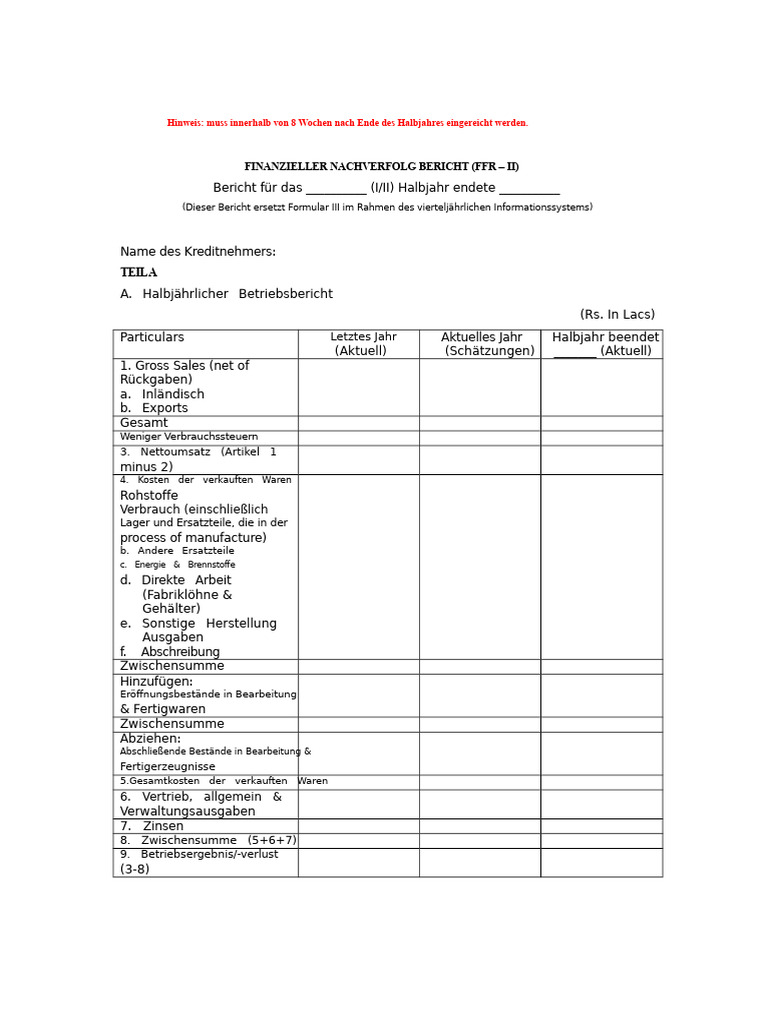 Finanzieller Nachverrichtungsbericht (FFR-II) | PDF