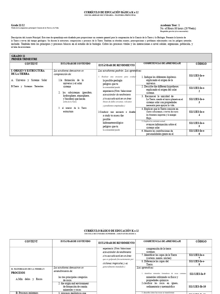CG de Ciencias de la Tierra y la Vida de SHS | PDF | Roca (geología ...