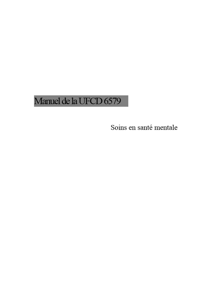 Soins en santé mentale : Manuel UFCD 6579 | PDF | Dépression ...