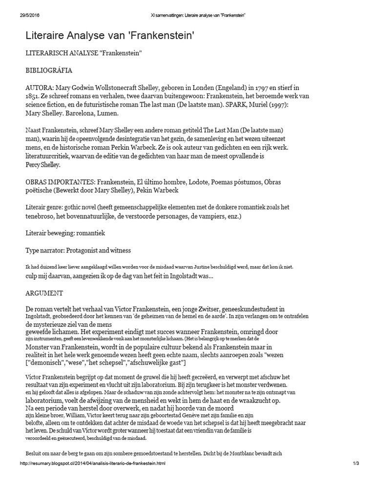 Literaire Analyse Van - Frankenstein | PDF