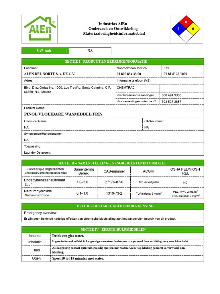 MSDS Pinol | PDF