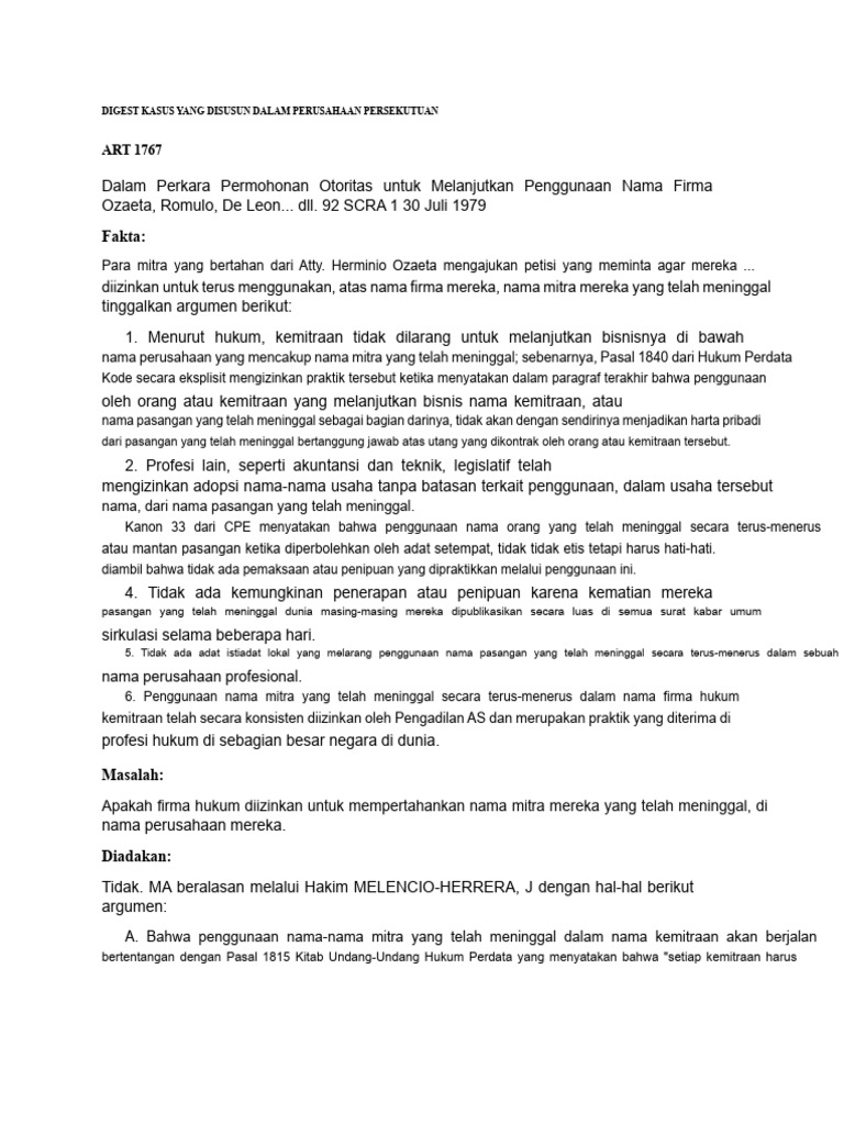 Ringkasan Kasus Yang Disusun Dalam Kemitraan | PDF