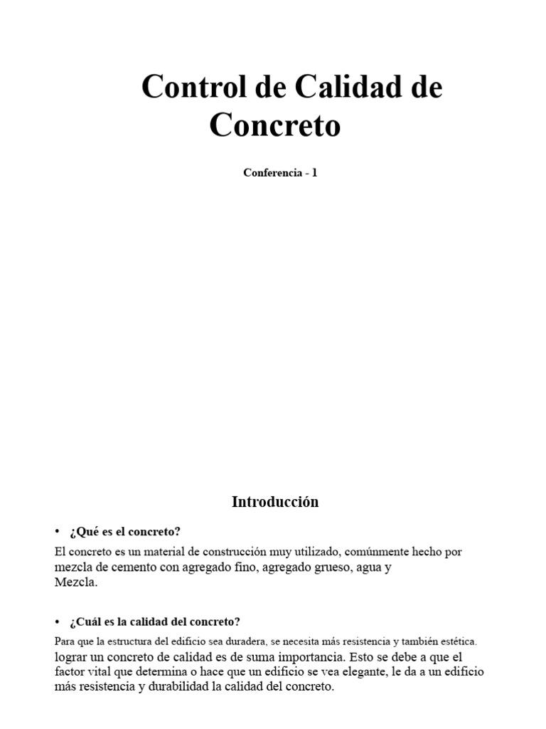 Control de Calidad del Concreto en Construcción | PDF | Hormigón ...