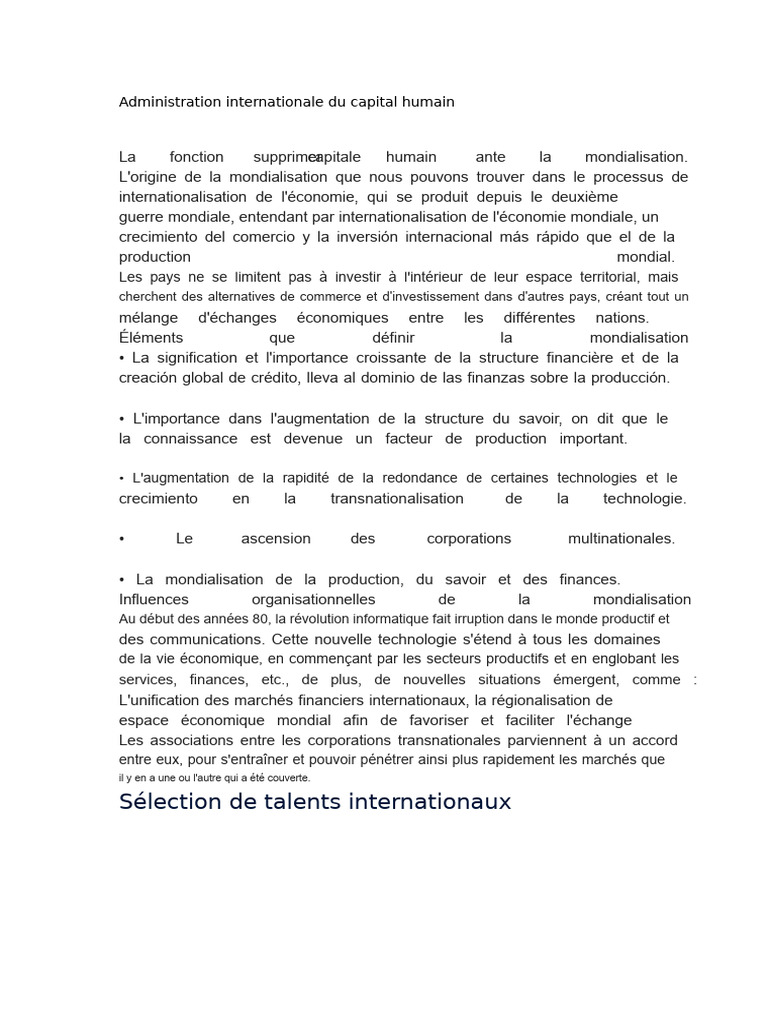 Gestion internationale du capital humain | PDF | Recrutement | Gestion ...