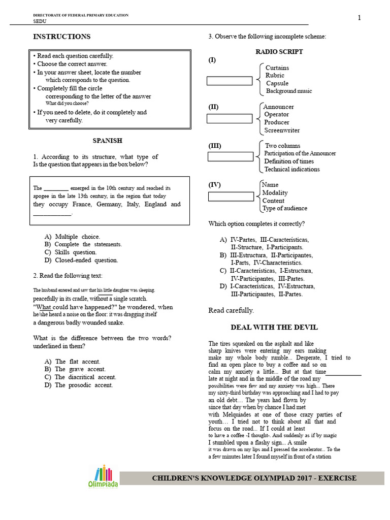 Children's Knowledge Olympiad 2017 Exercises | PDF | Earthquakes ...