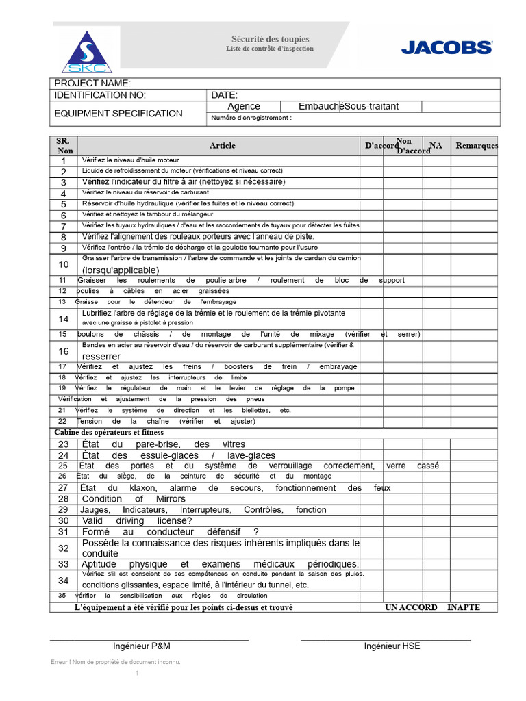 Checklist de sécurité pour toupies | PDF | Véhicule motorisé | Véhicules