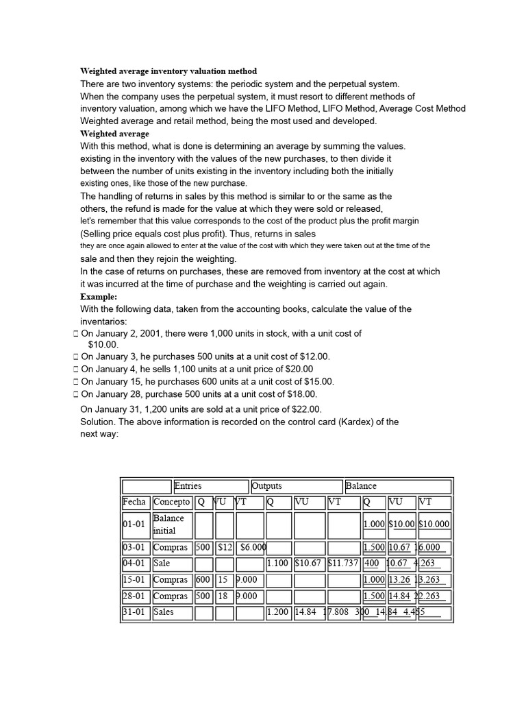 Weighted Average Inventory Valuation Guide | PDF | Economies | Business ...