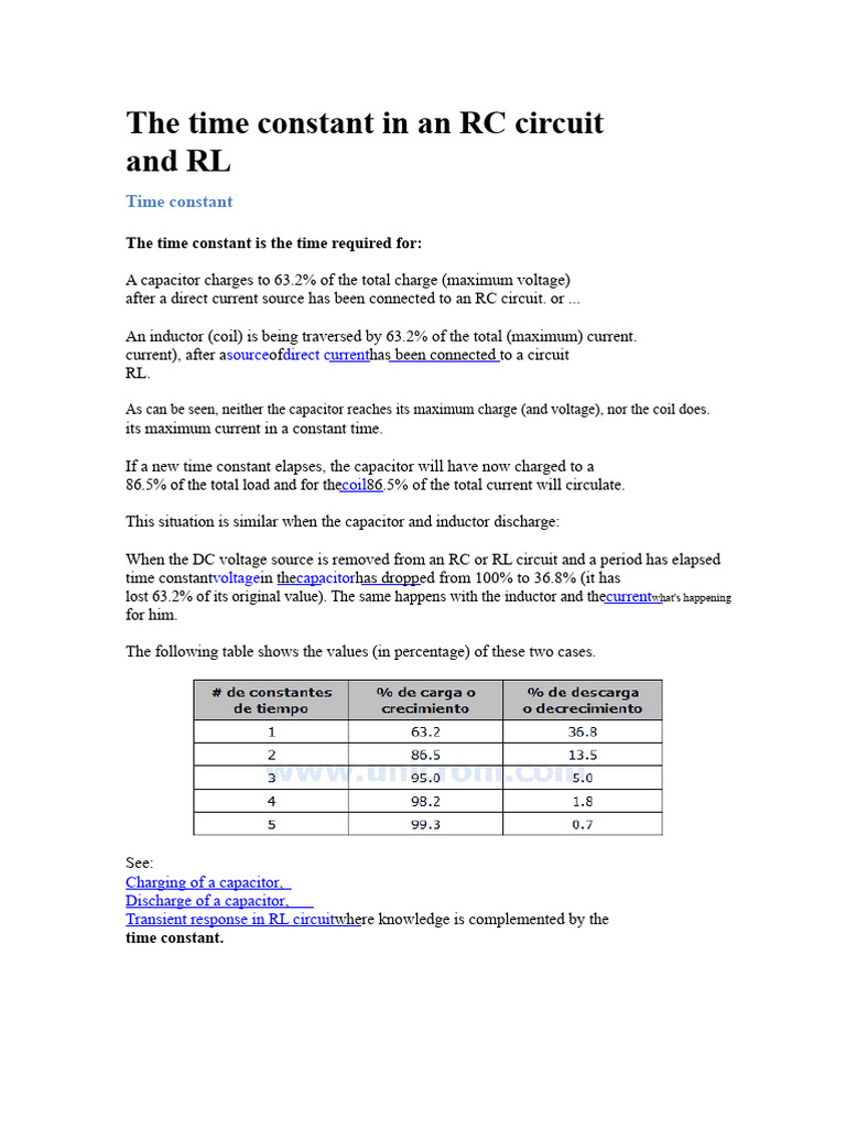 Understanding RC and RL Time Constants | PDF | Inductor | Inductance