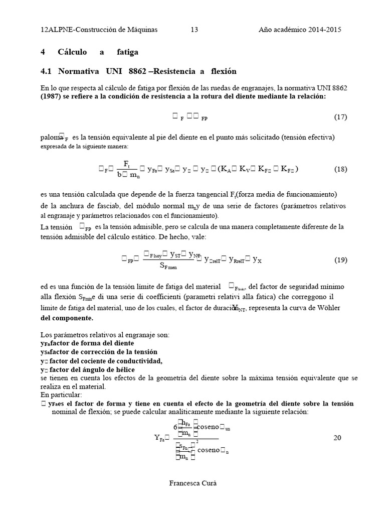 El Cálculo de los Engranajes (Fatiga) | PDF | Fatiga (material ...