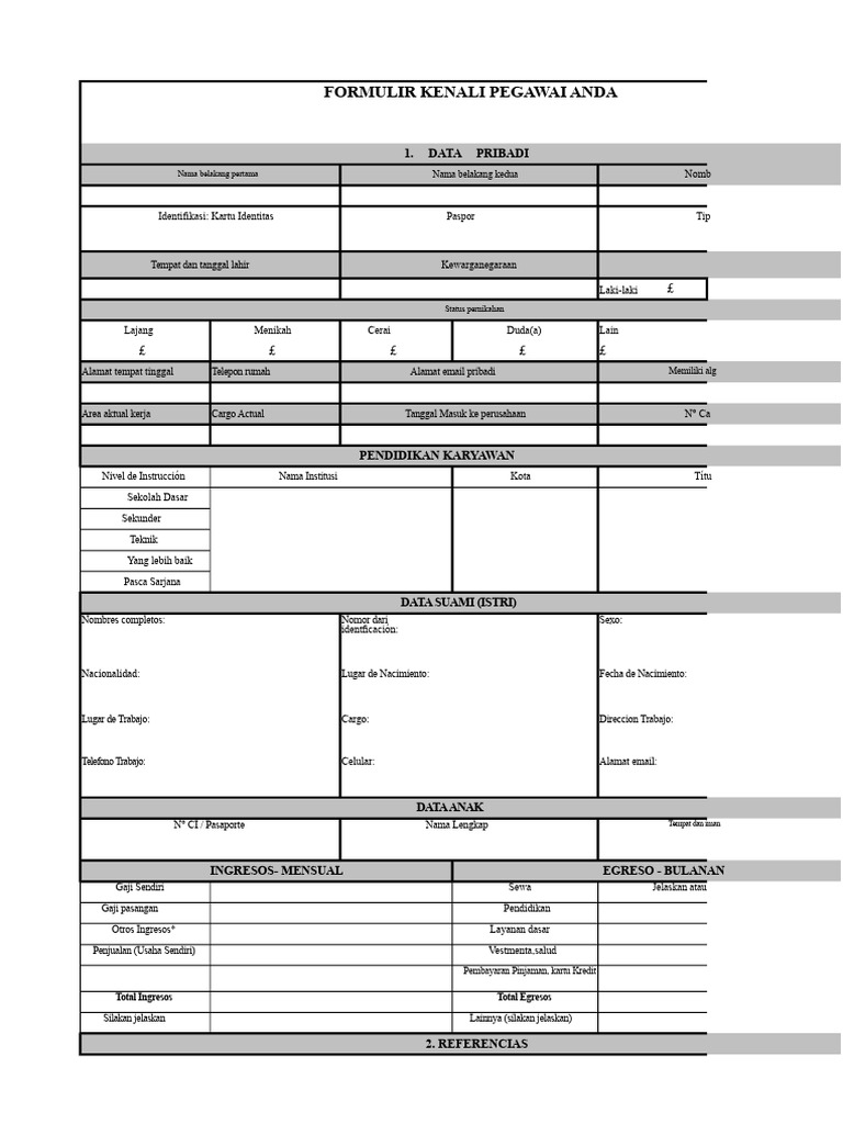 Formulir Data Pegawai Lengkap | PDF
