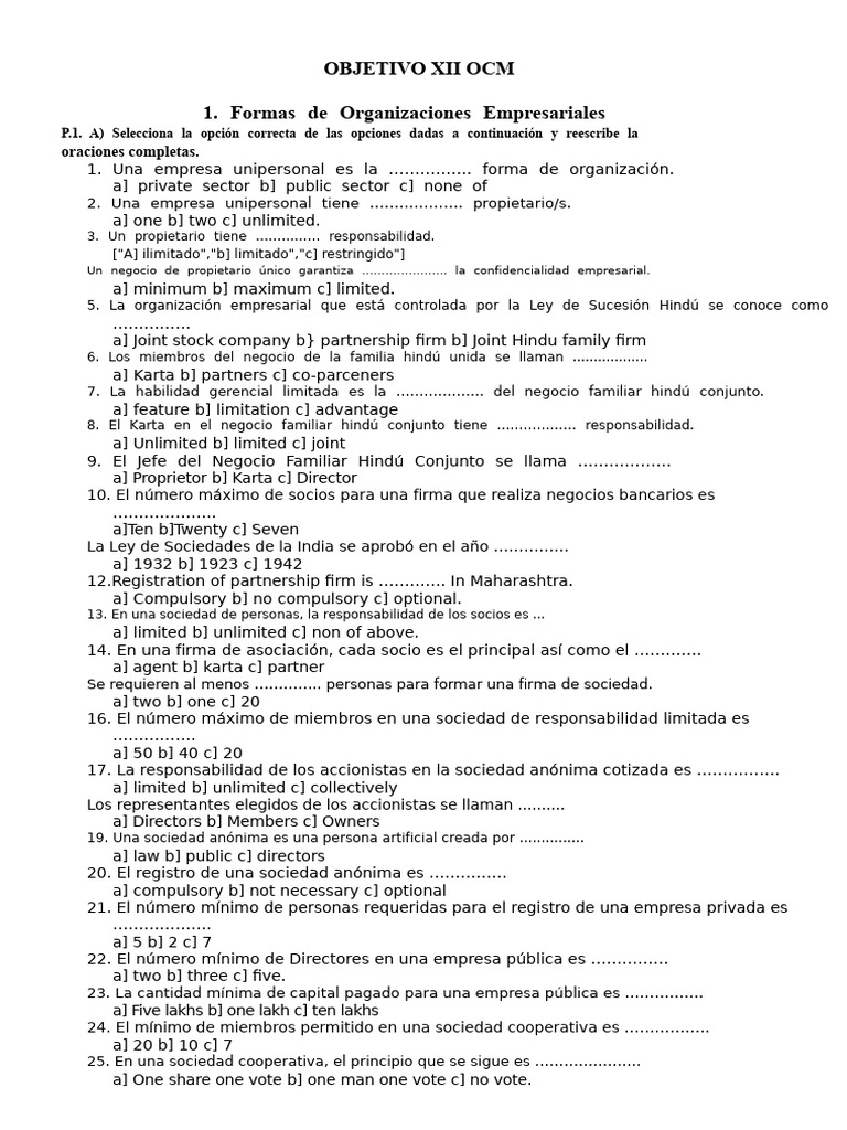 Ocm Objetivo XII | PDF | Bancos | Iniciativa empresarial