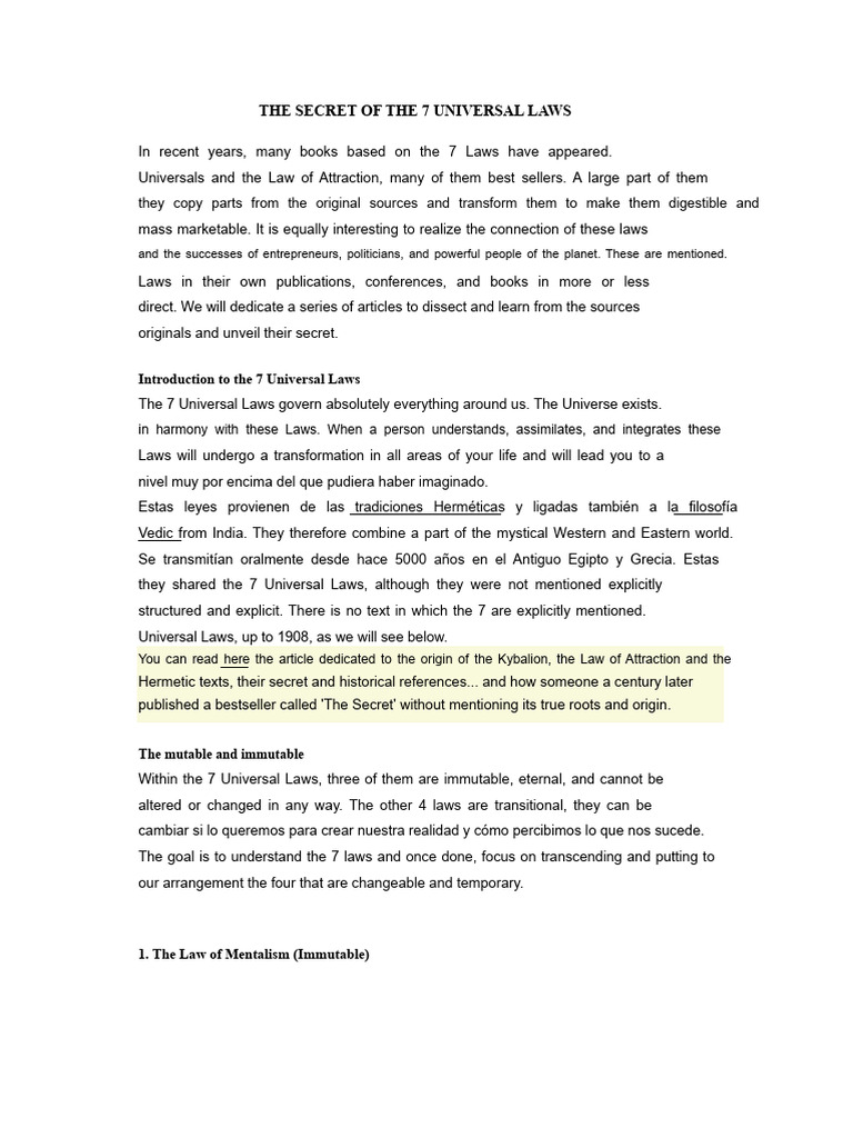 Unlocking the 7 Universal Laws PDF Hermeticism Pendulum