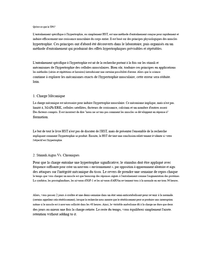 Méthode HST pour l'hypertrophie musculaire | PDF | Musculation ...