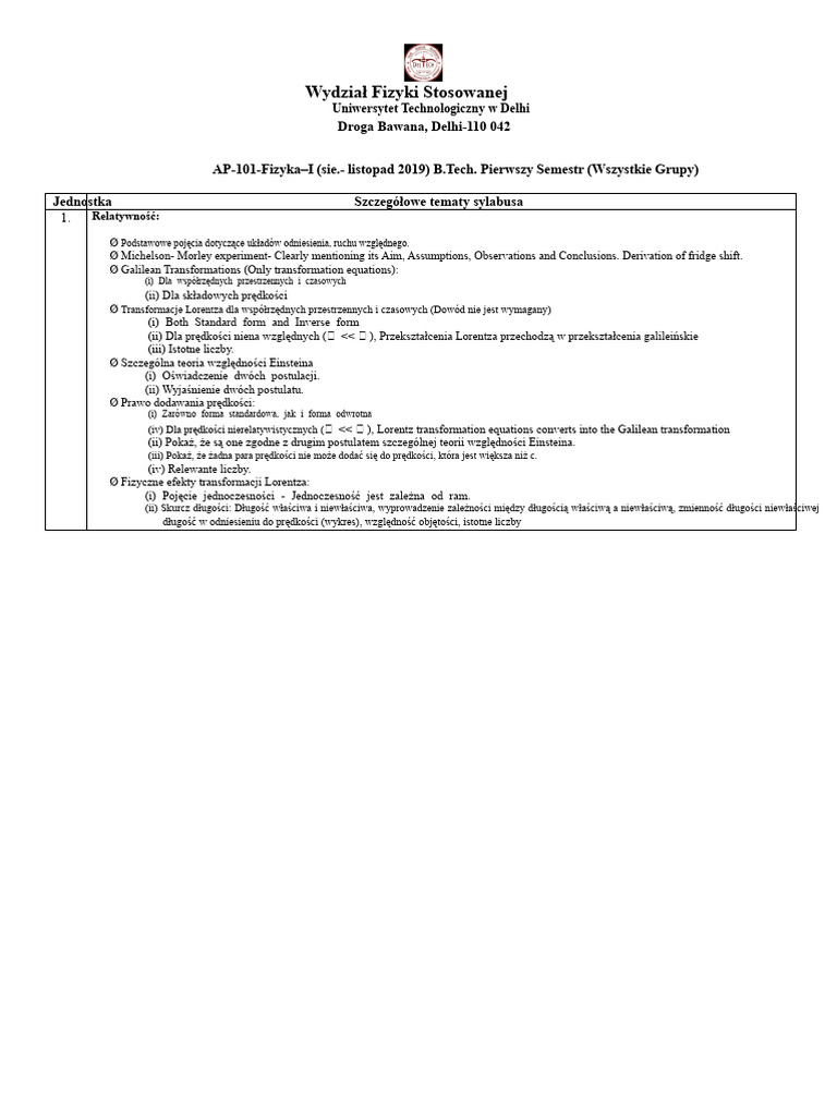 Program Kursu AP 101 | PDF