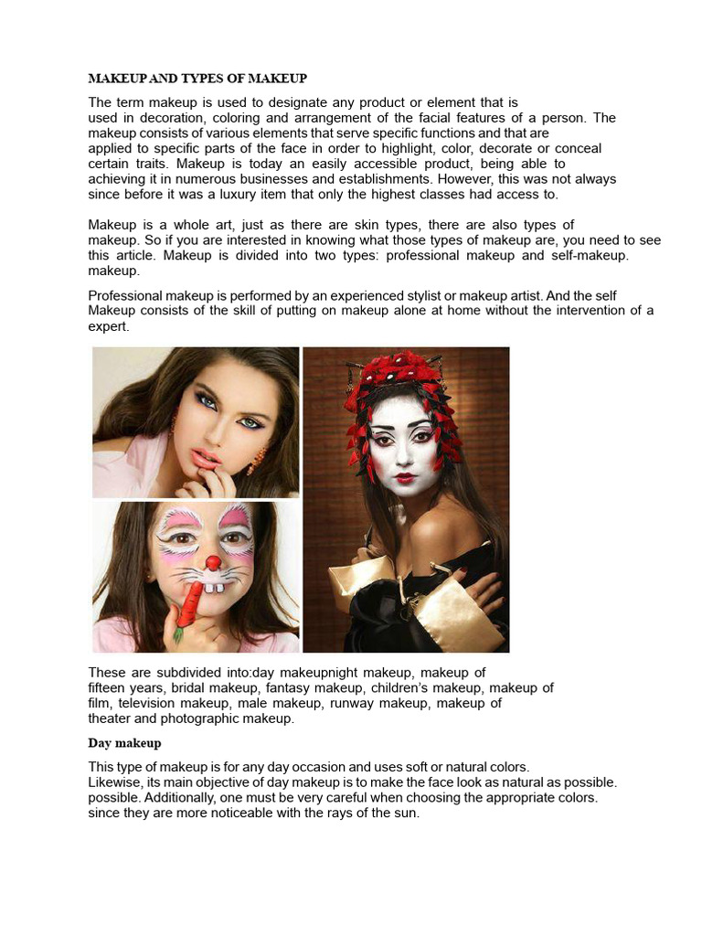 Types of Makeup Explained: A Guide | PDF | Consciousness | Awareness