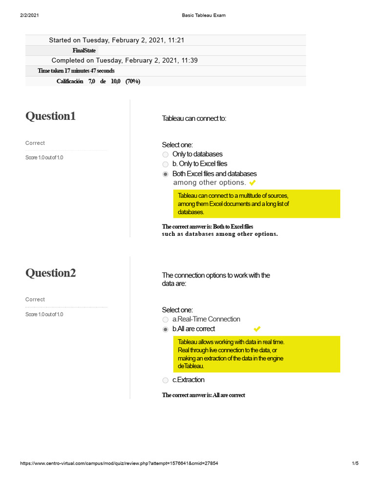 Basic Tableau Exam 1 | PDF | Data | Chart