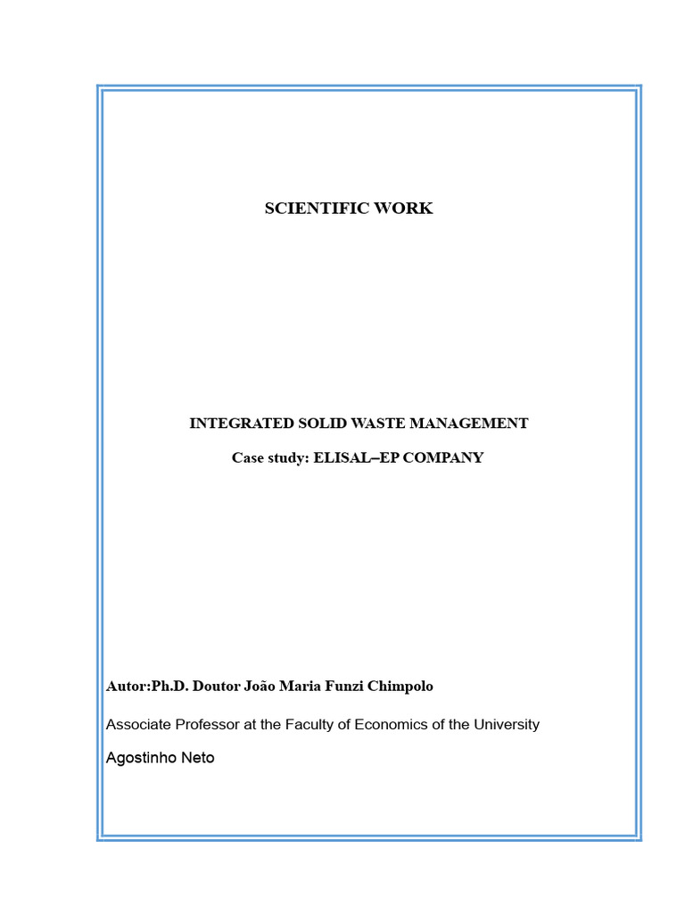 Integrated Solid Waste Management in Angola | PDF | Waste | Waste ...
