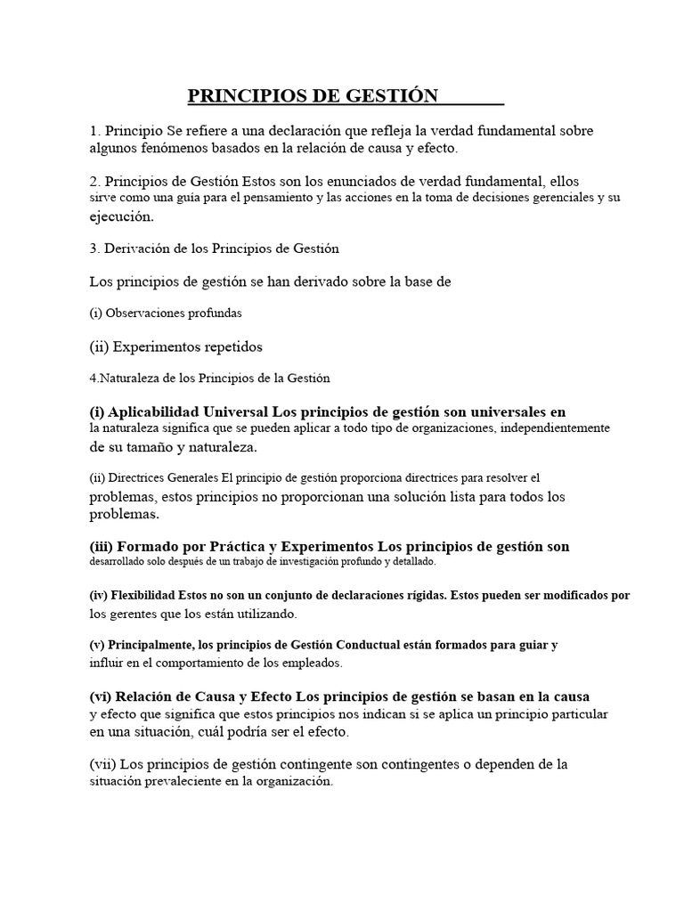 Principios Fundamentales de Gestión | PDF | Toma de decisiones | Business