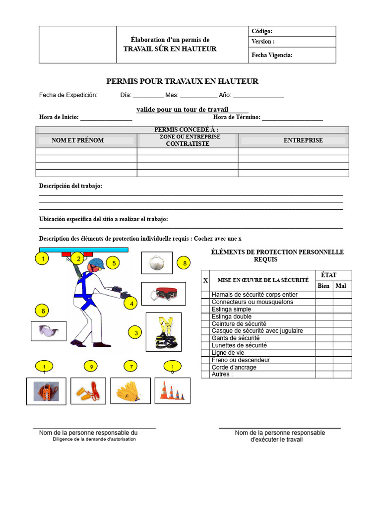 Permis de Travail en Hauteur Sécurisé | PDF