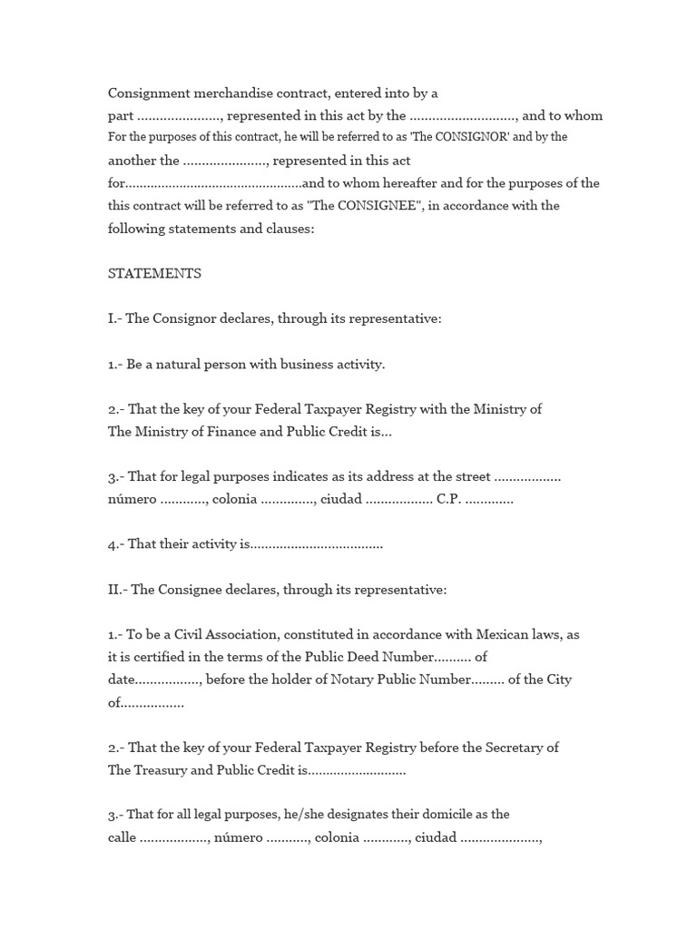 Consignment Goods Contract | PDF | Legal Documents | Private Law