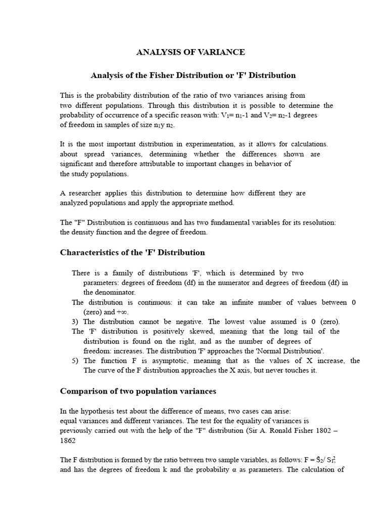 Understanding the F Distribution in ANOVA | PDF | Analysis Of Variance ...