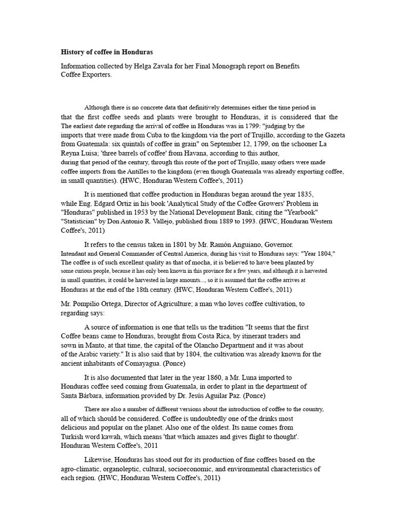 History of Coffee in Honduras | PDF | Honduras | Coffee