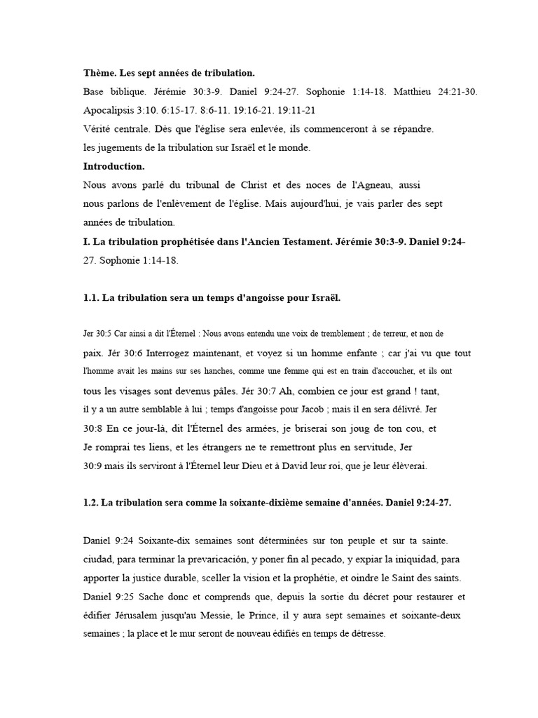 Les Sept Années de Tribulation Biblique | PDF | Daniel (prophète ...