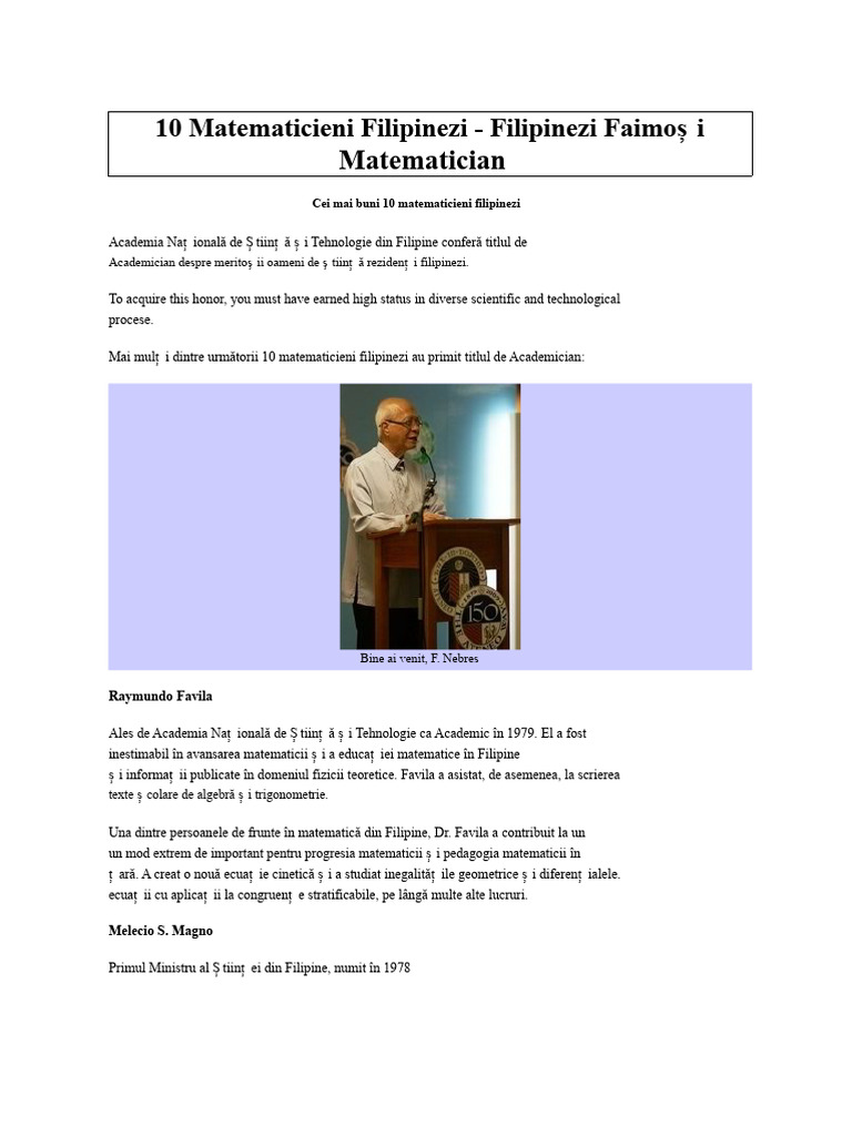 10 Matematicieni Filipinezi | PDF