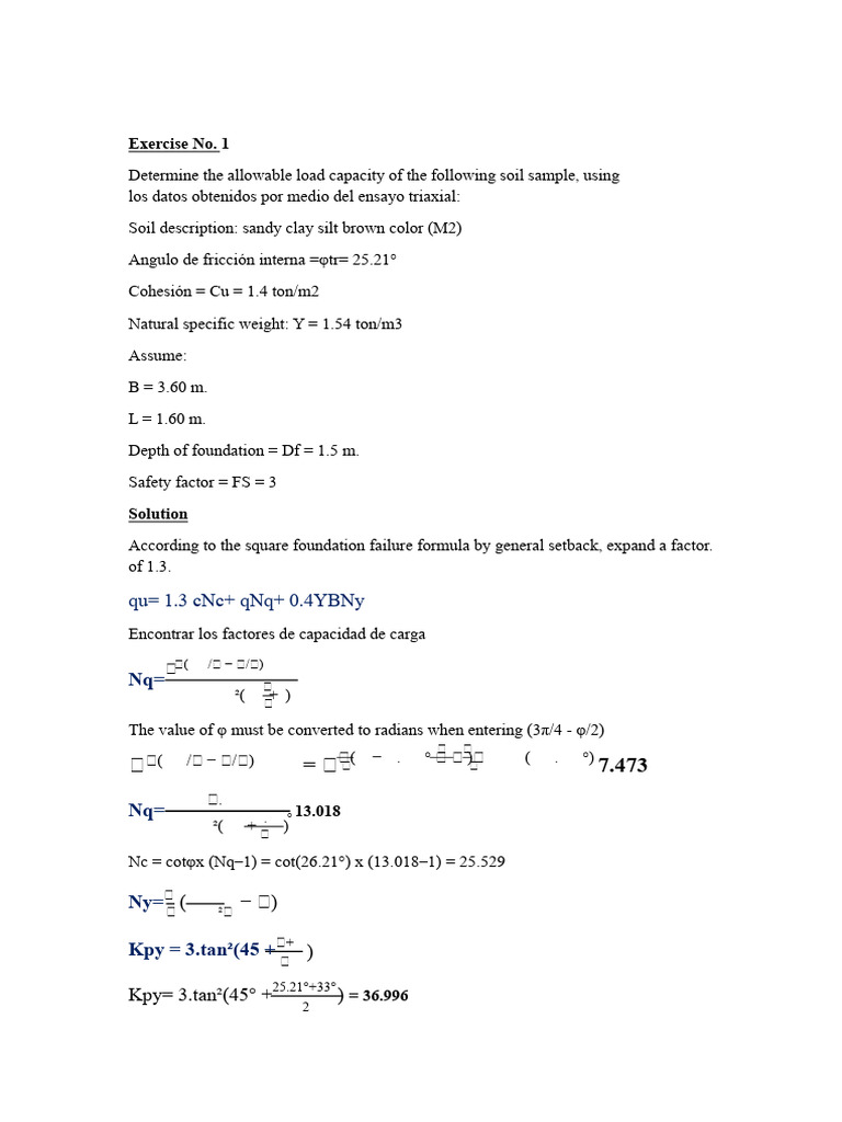 Soil Load Capacity Calculation Guide | PDF