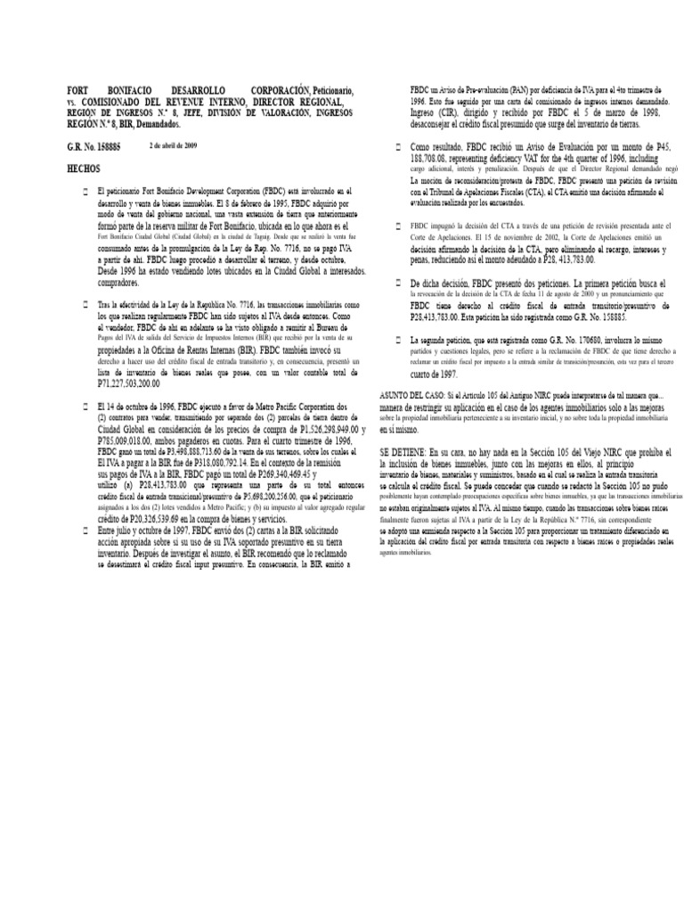 Caso FBDC: Impugnación de IVA 1996 | PDF | Bienes raíces | Impuestos