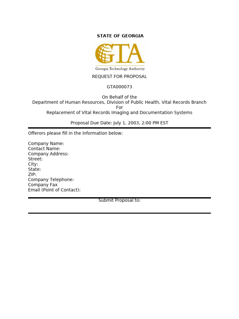 State of Georgia Document Management RFP 2003 | PDF | Microform | Databases