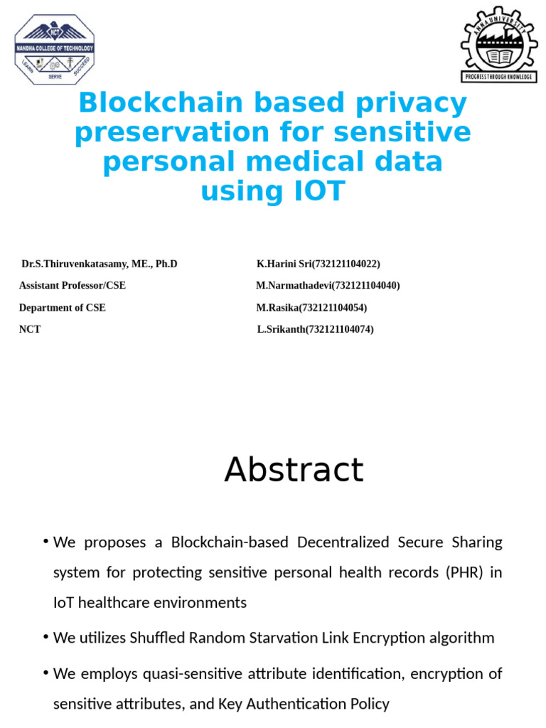 Blockchain for Secure Medical Data Sharing | PDF | Encryption ...