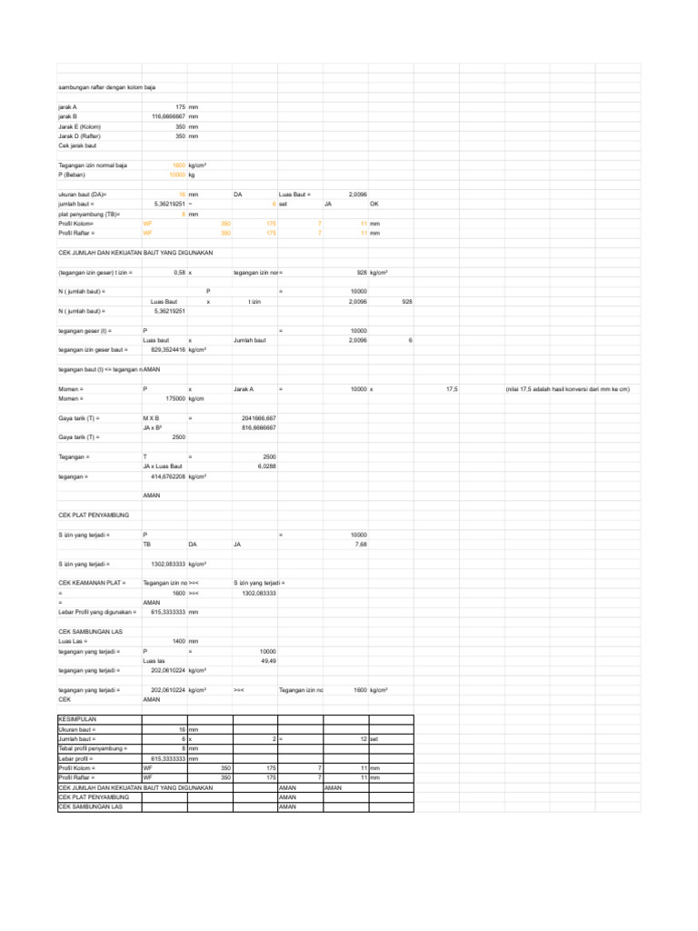 Analisa Sambungan Baut Kolom Baja Dan Rafter | PDF