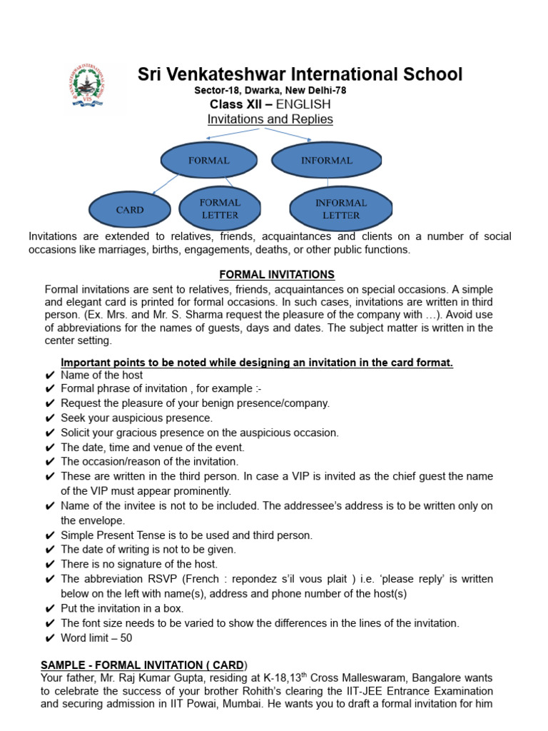Formal Invitations and Replies Guide | PDF