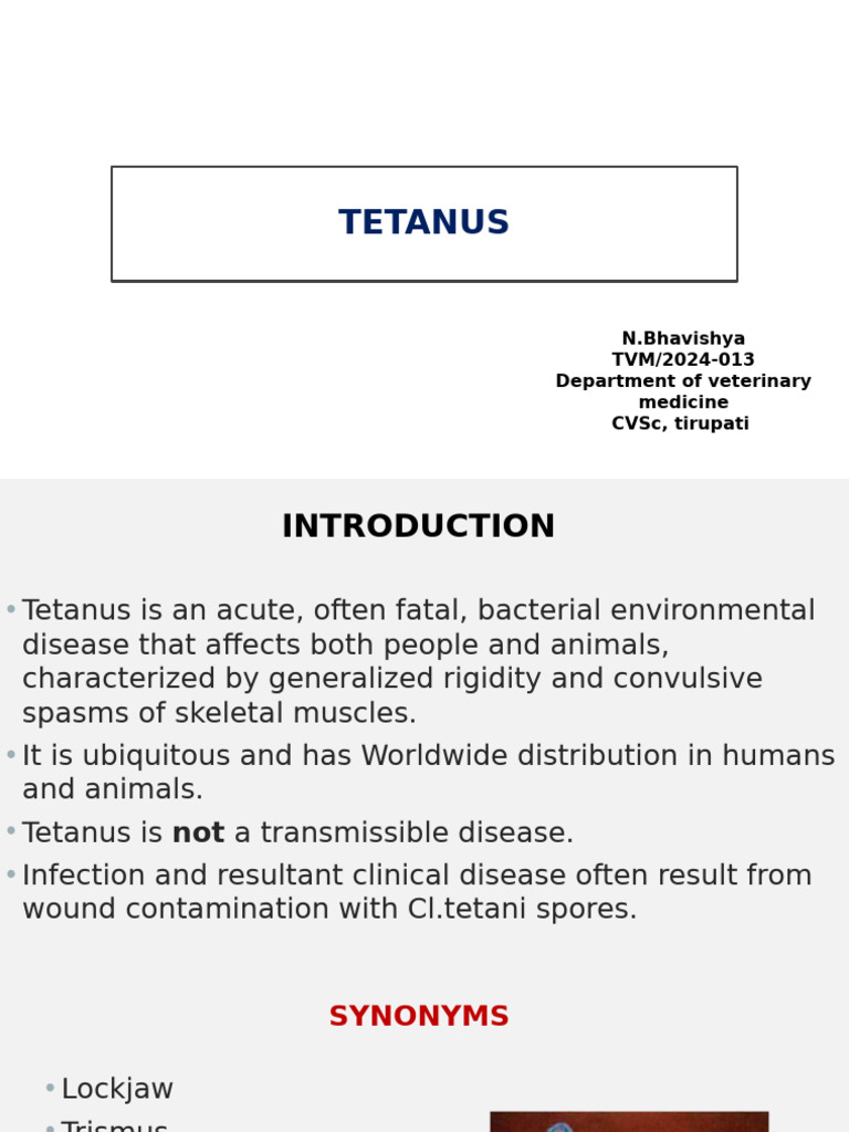 Understanding Tetanus in Animals | PDF